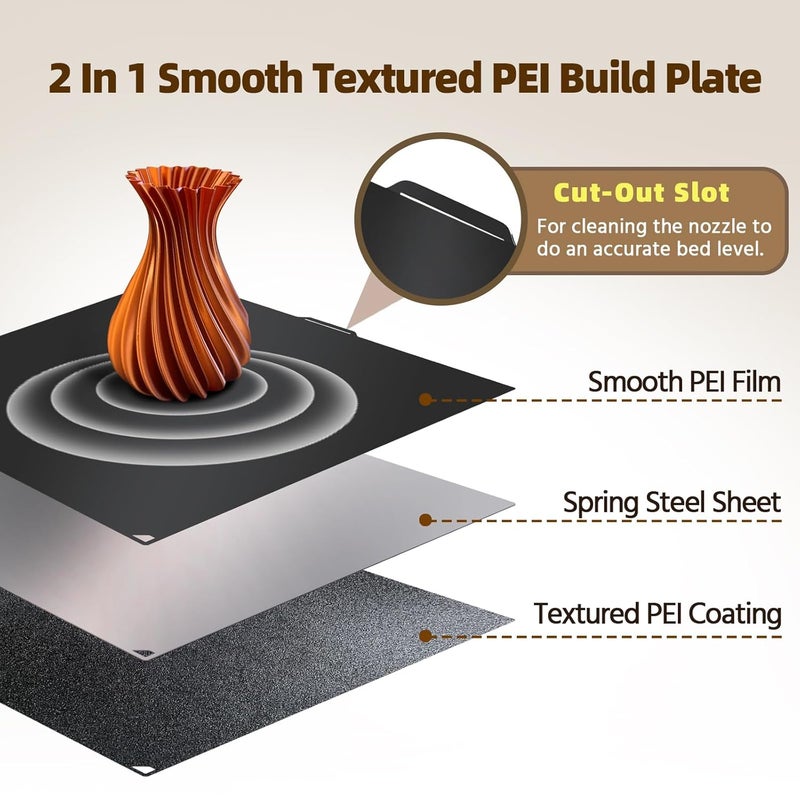 IdeaFormer-3D لوحة بناء PEI ذات نسيج ناعم لطابعة Elegoo Centauri Carbon، ورقة PEI مرنة من الفولاذ الربيعي لطابعة Elegoo Centauri Carbon 3D - Image 2